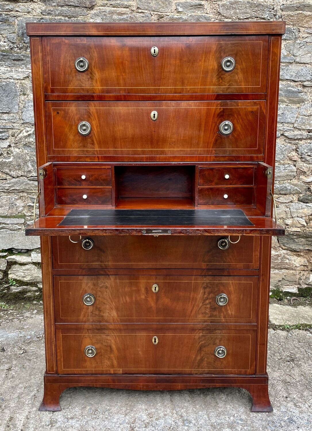 ​Antique French Mahogany Secretaire Chest