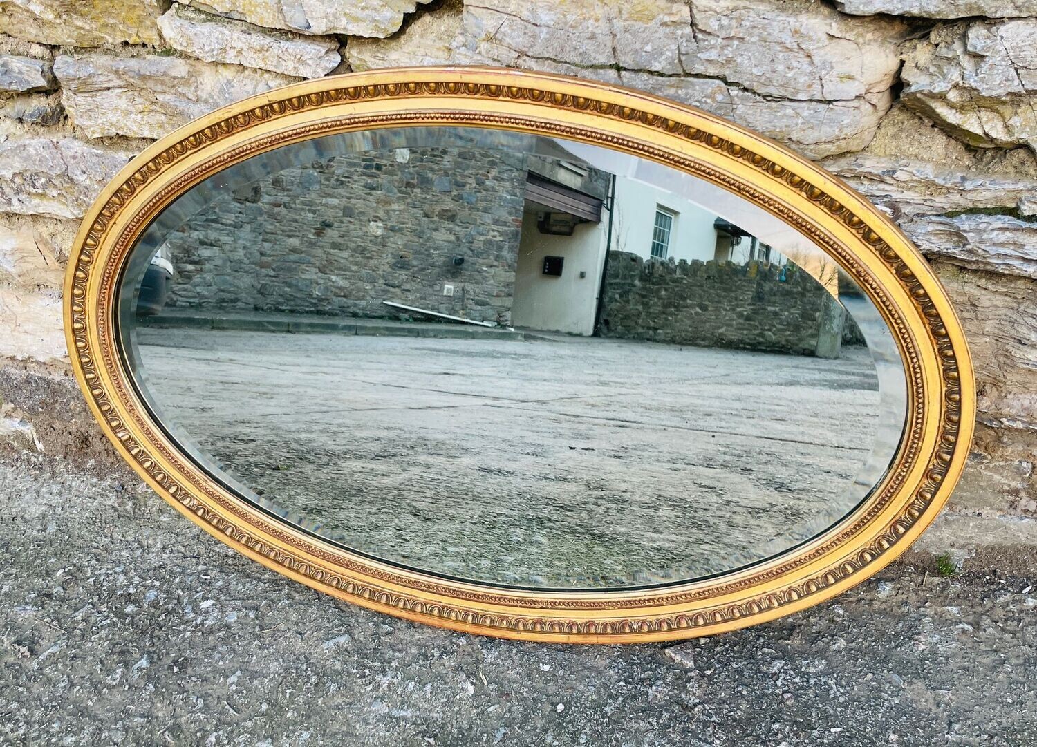 Antique Gilt Oval Wall Mirror