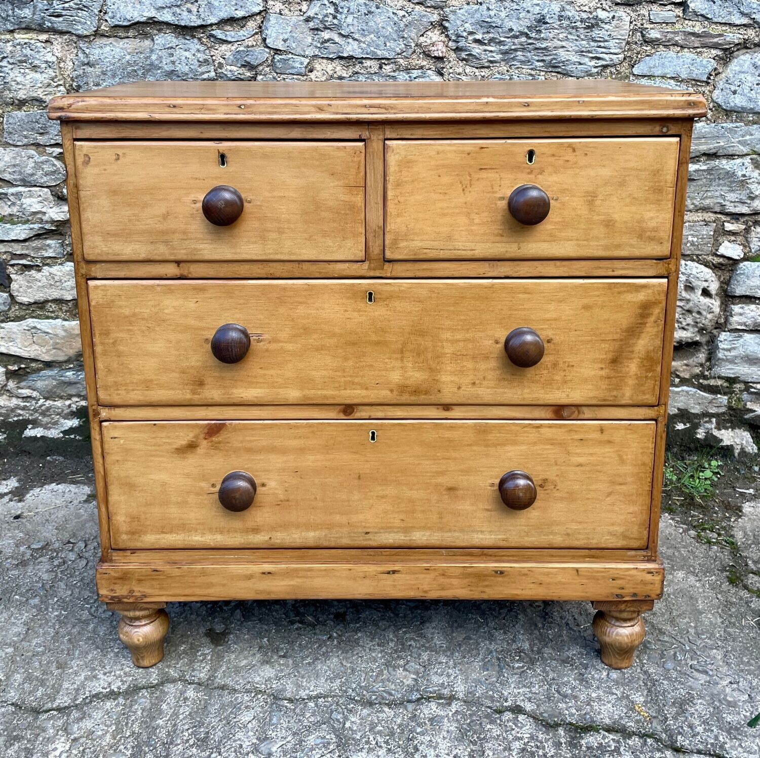 Small Victorian Stripped Pine Chest of Drawers