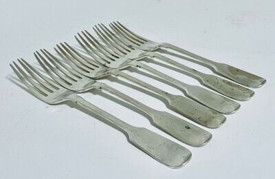 Set of 6 Antique Silver Forks