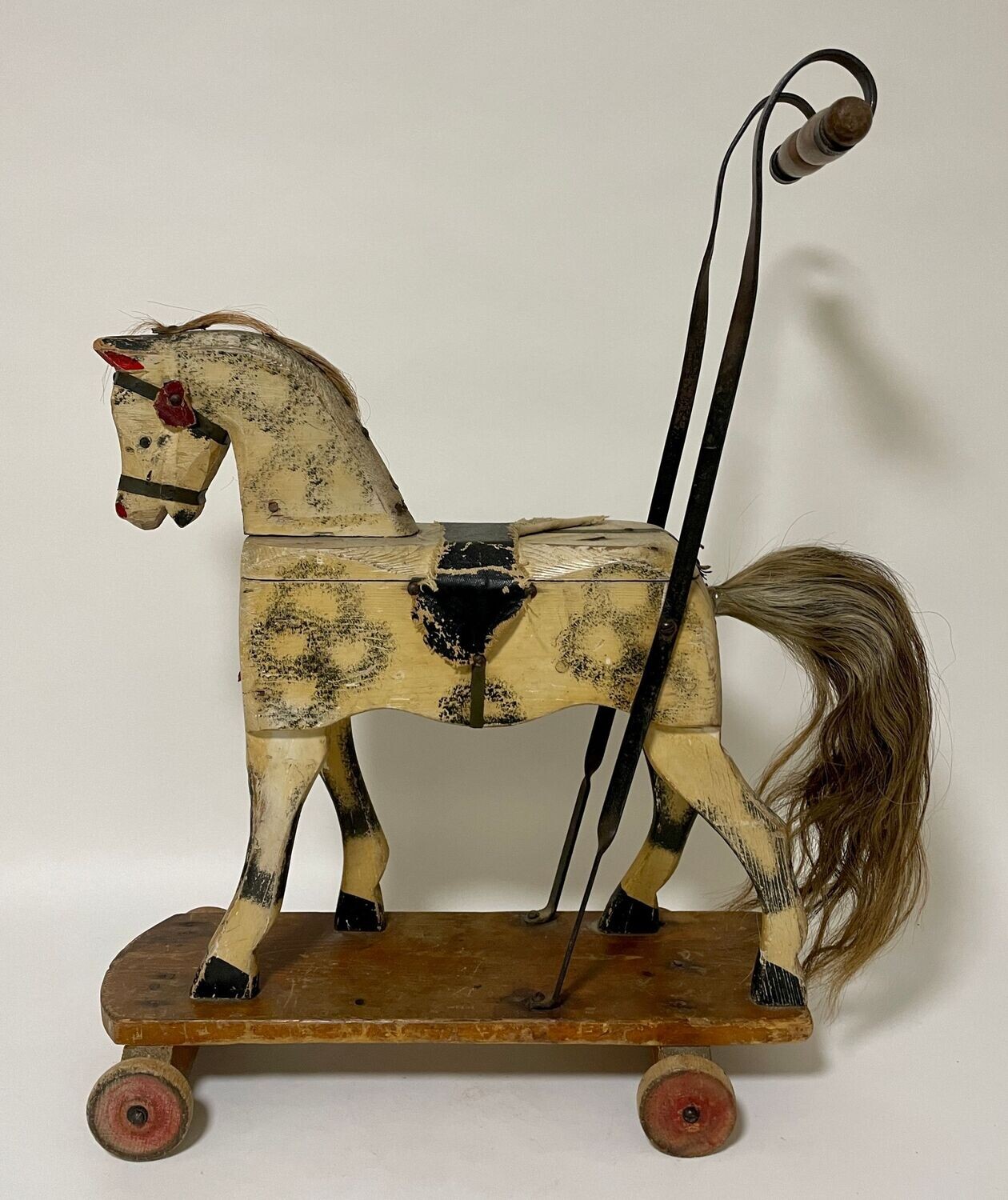 Antique Wooden Push Along Toy Horse