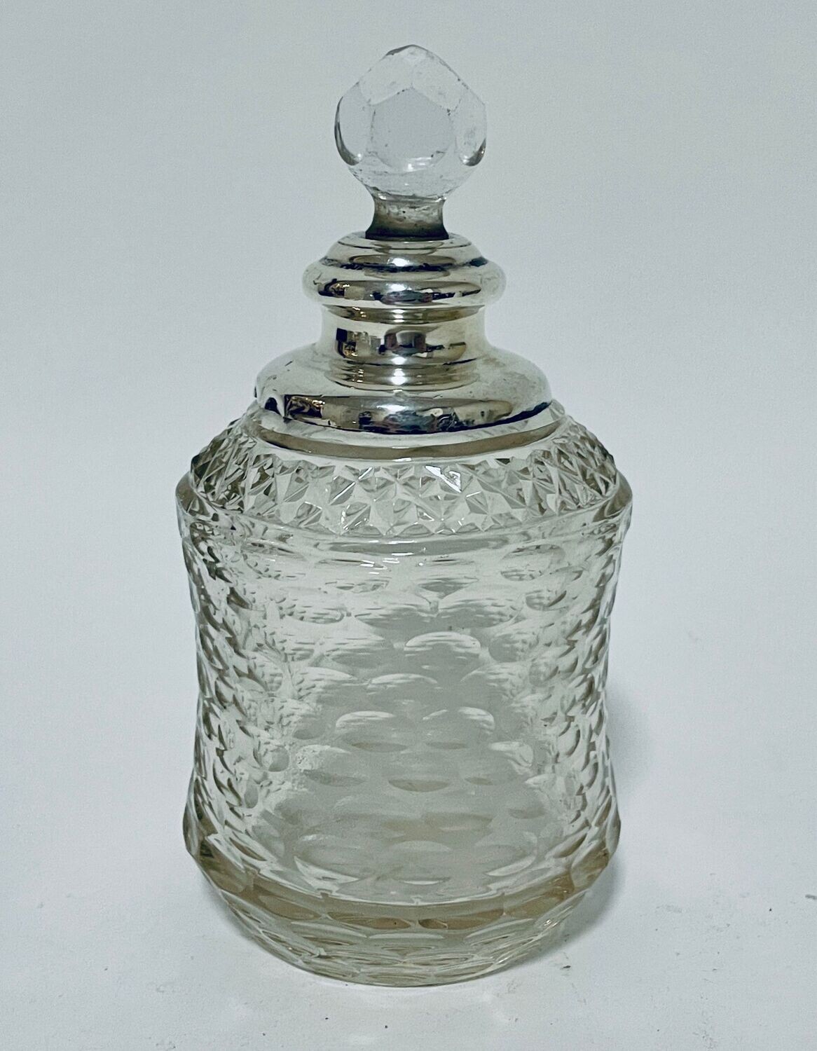 Antique Glass Scent Bottle With Silver Collar