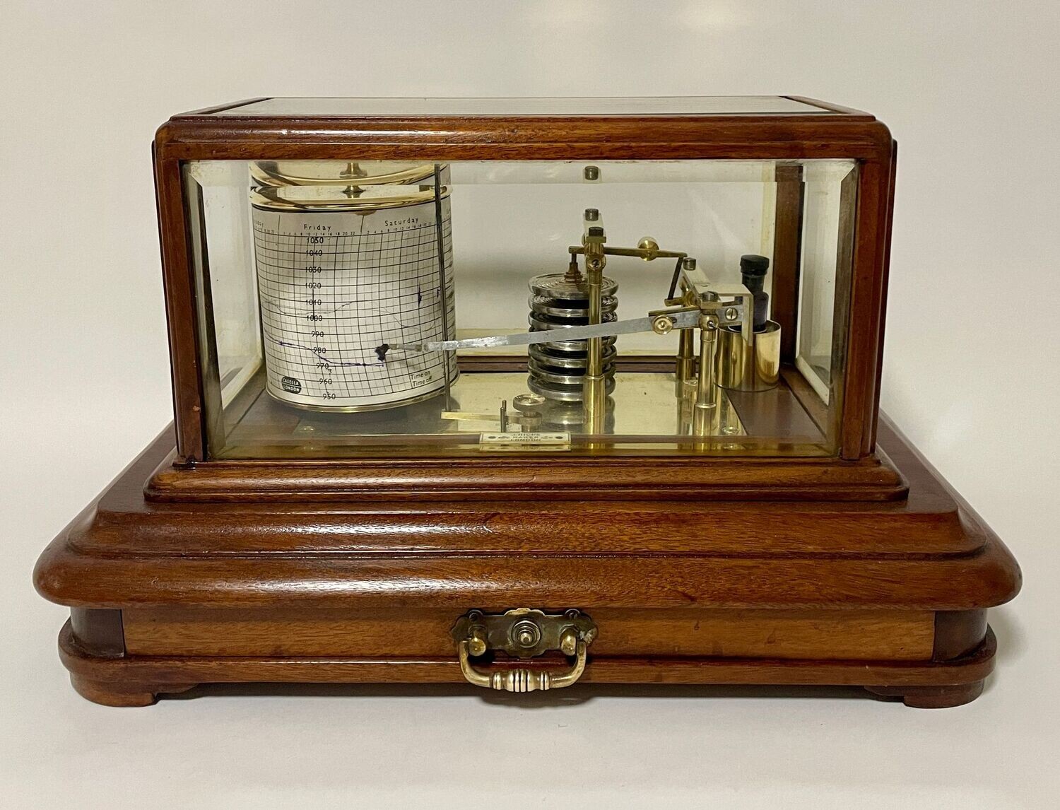Antique Mahogany Cased Barograph J Hicks