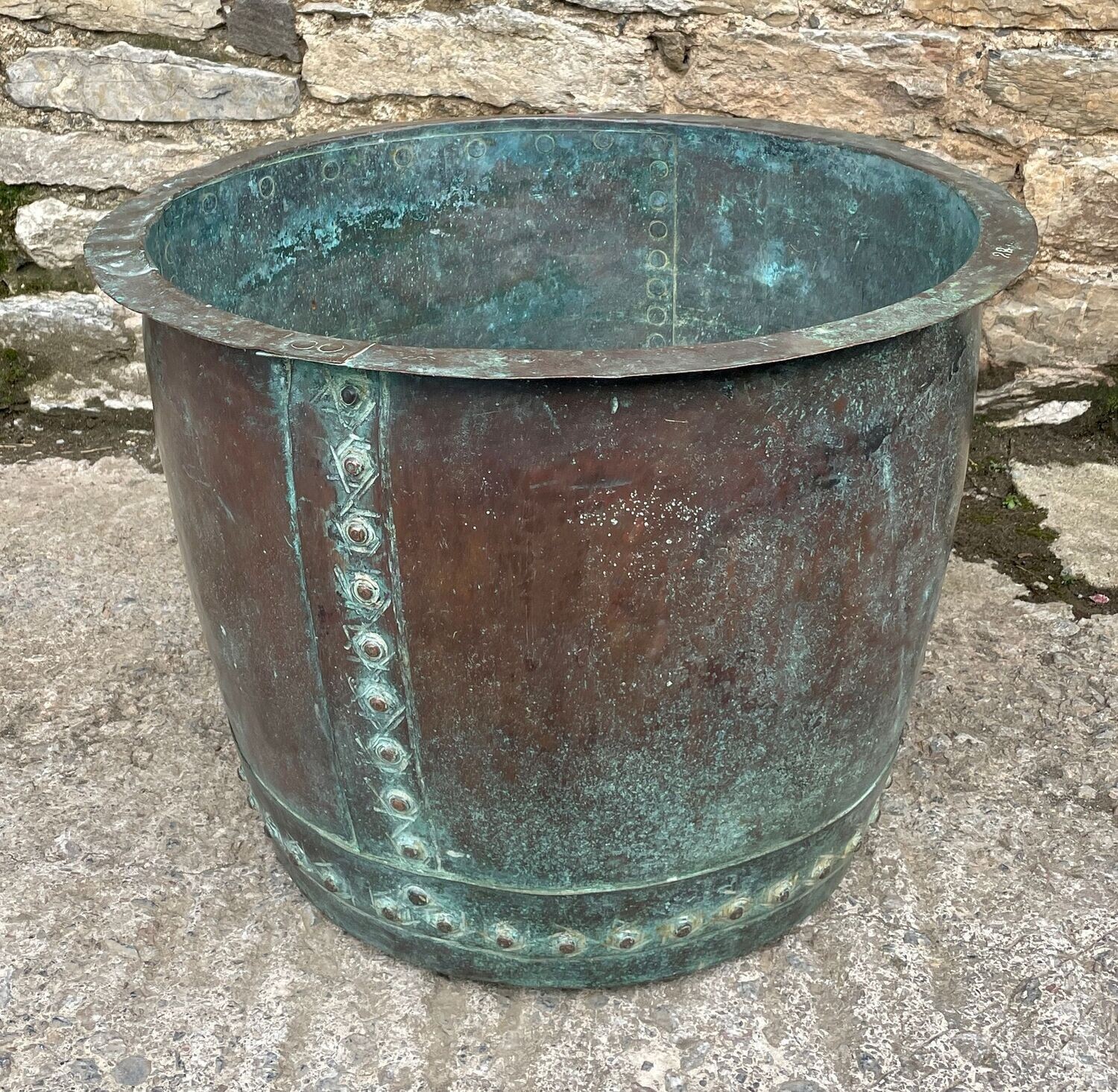 Large Victorian Verdigris Copper Boiler