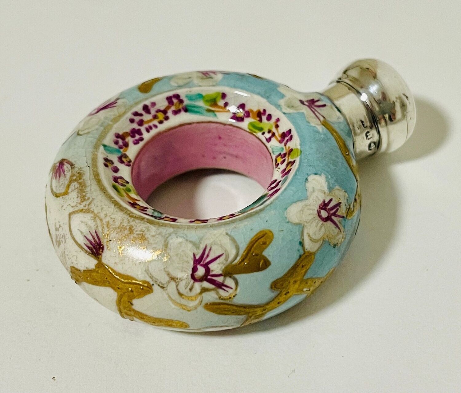 Victorian Porcelain Ring Scent Bottle