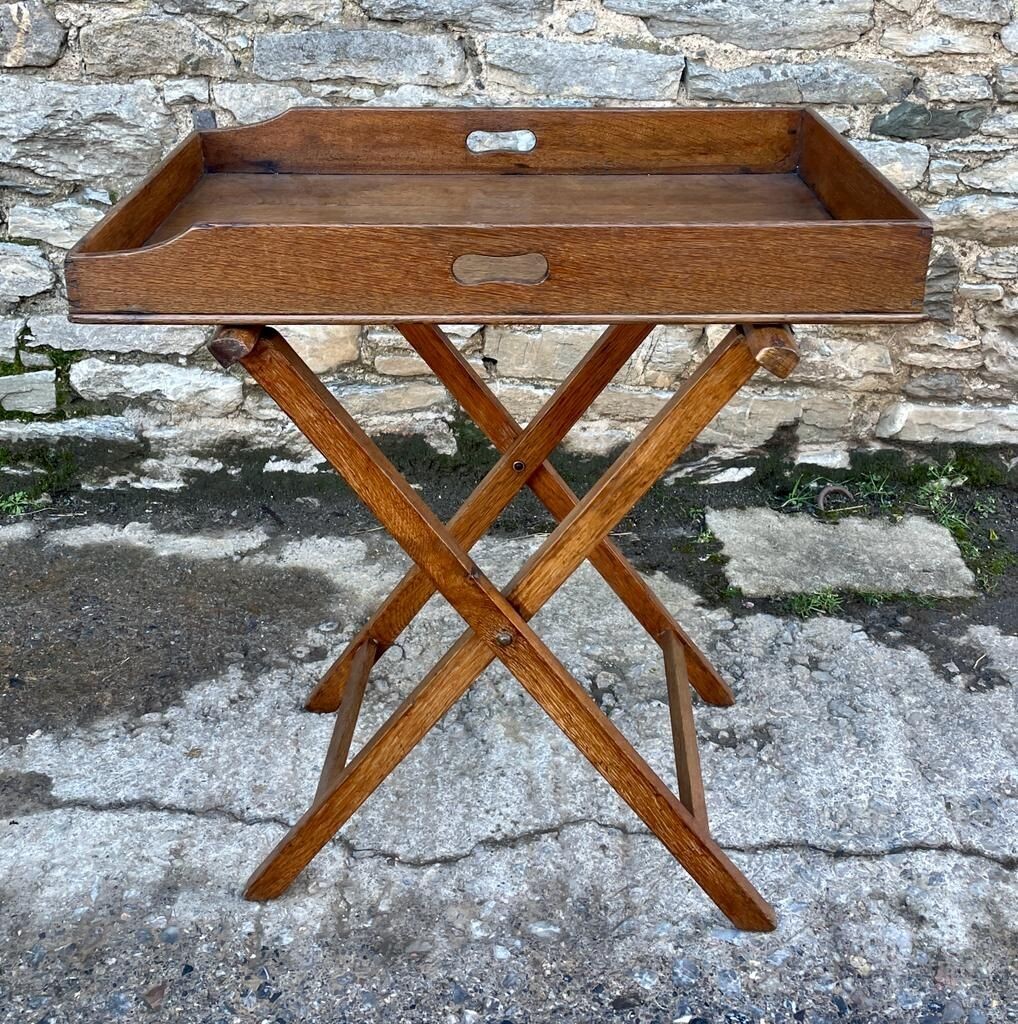 Victorian Oak Butler’s Tray on Folding Stand