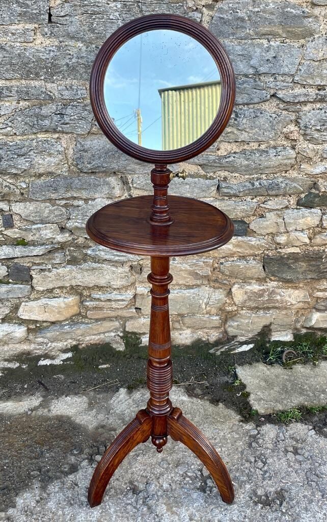 Edwardian Oak Vanity Mirror