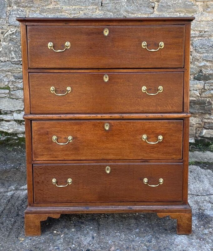 18th Century Two-Part Oak Chest of Drawers