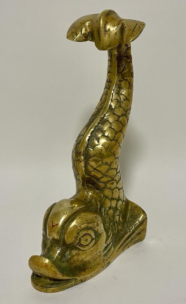 Antique Brass Dolphin Doorstop