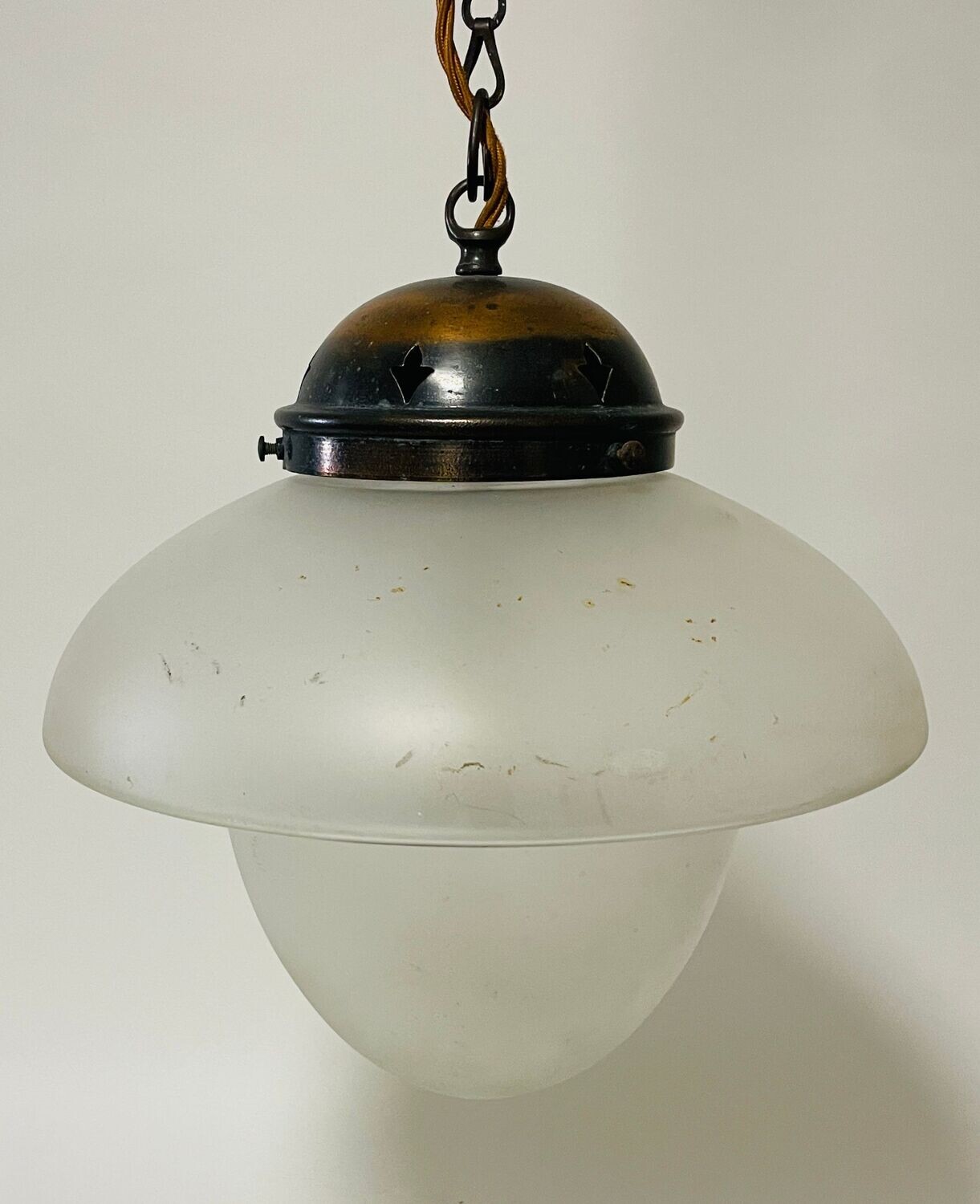 Antique Glass Pendant With Copper Gallery