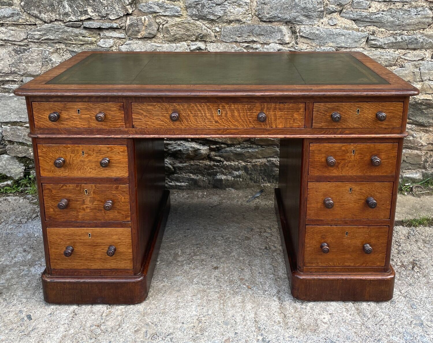 Victorian Oak Pedestal Desk