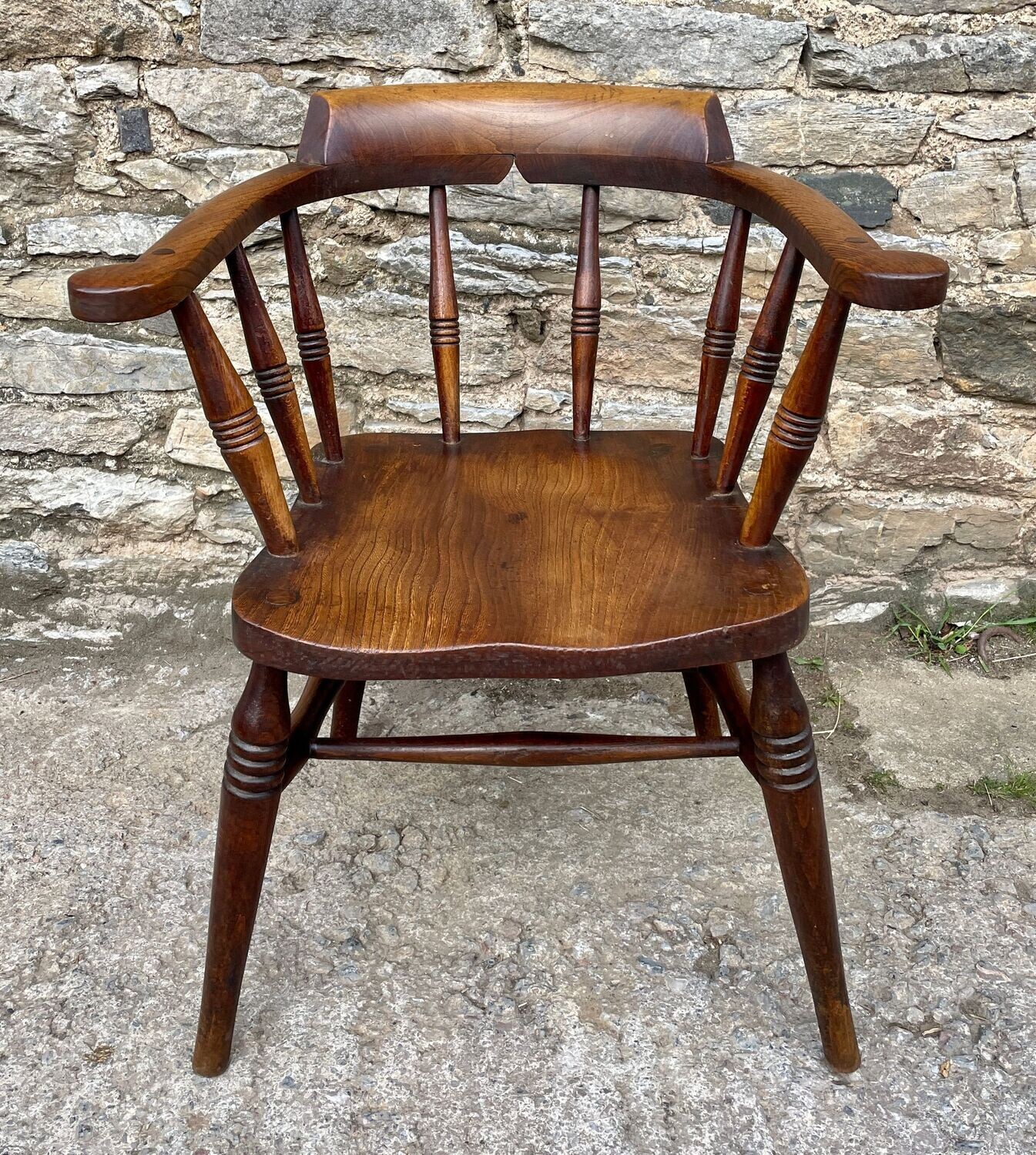 Antique Elm Seated Smoker’s Bow Armchair