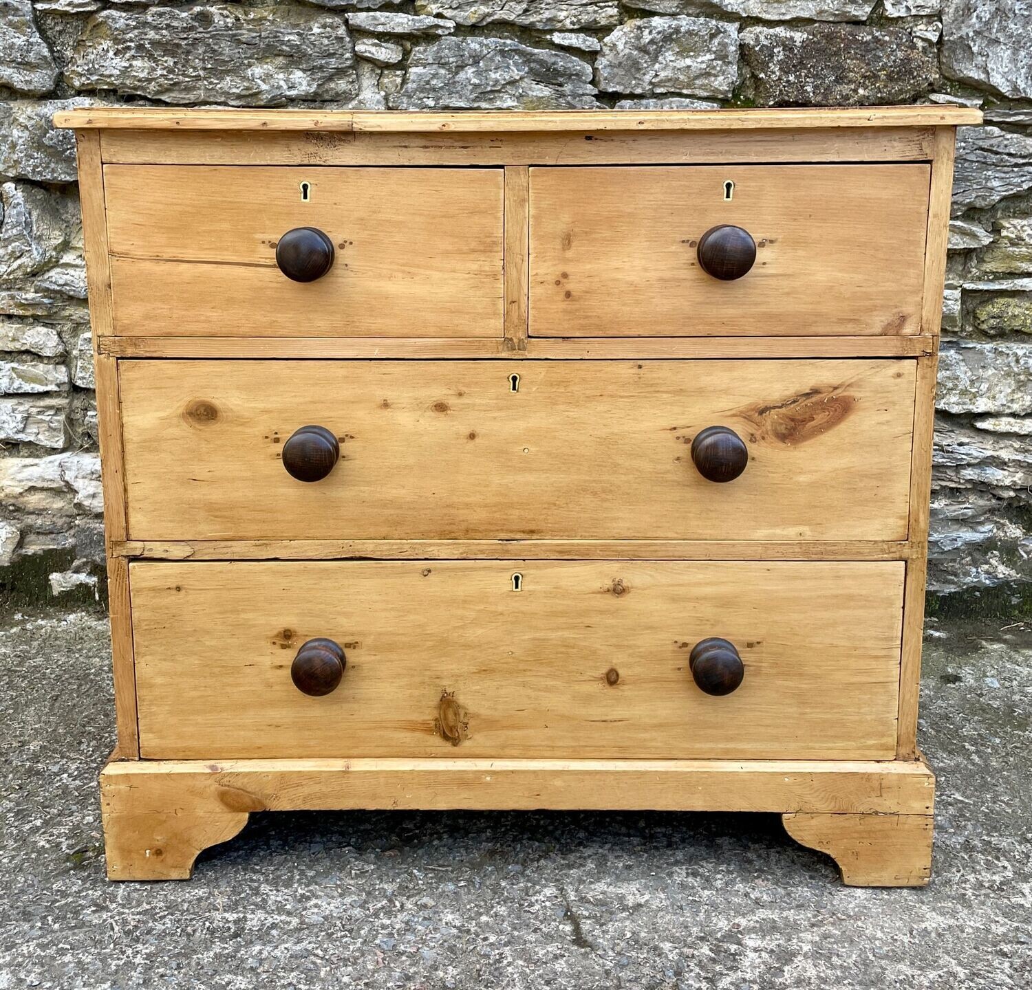 Small Antique Stripped Pine Chest of Drawers