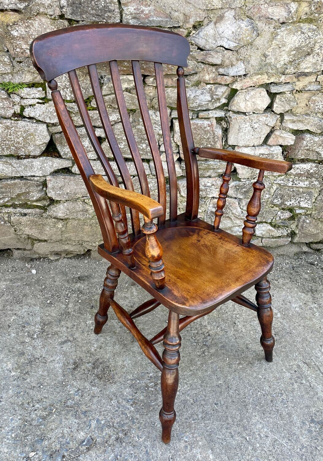 Antique Farmhouse Lathe Back Chair