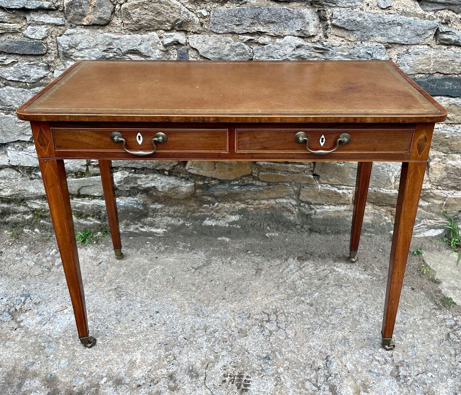​George III Mahogany and Sycamore Strung Writing Table