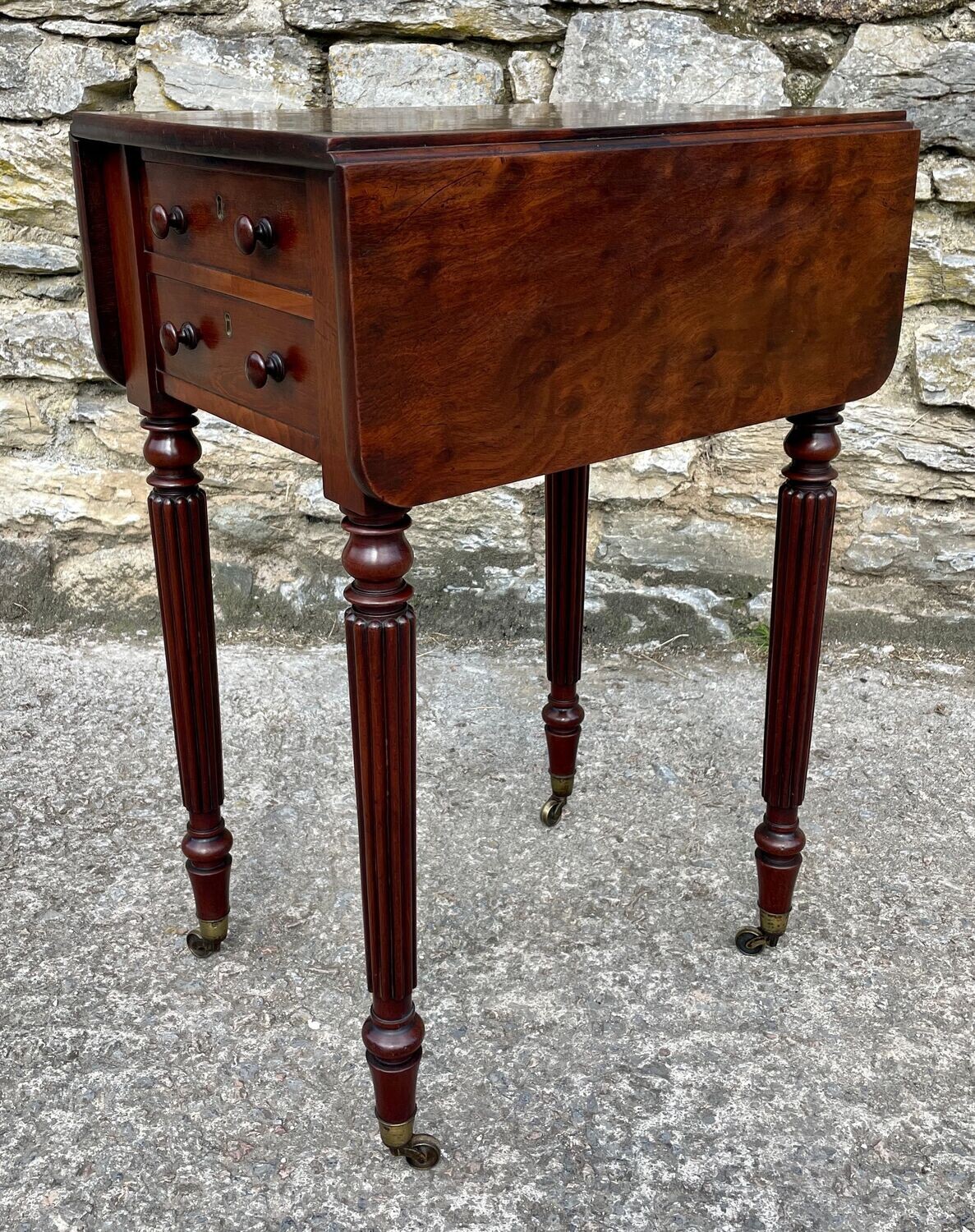 Regency Plum Pudding Mahogany Drop Flap Work Table