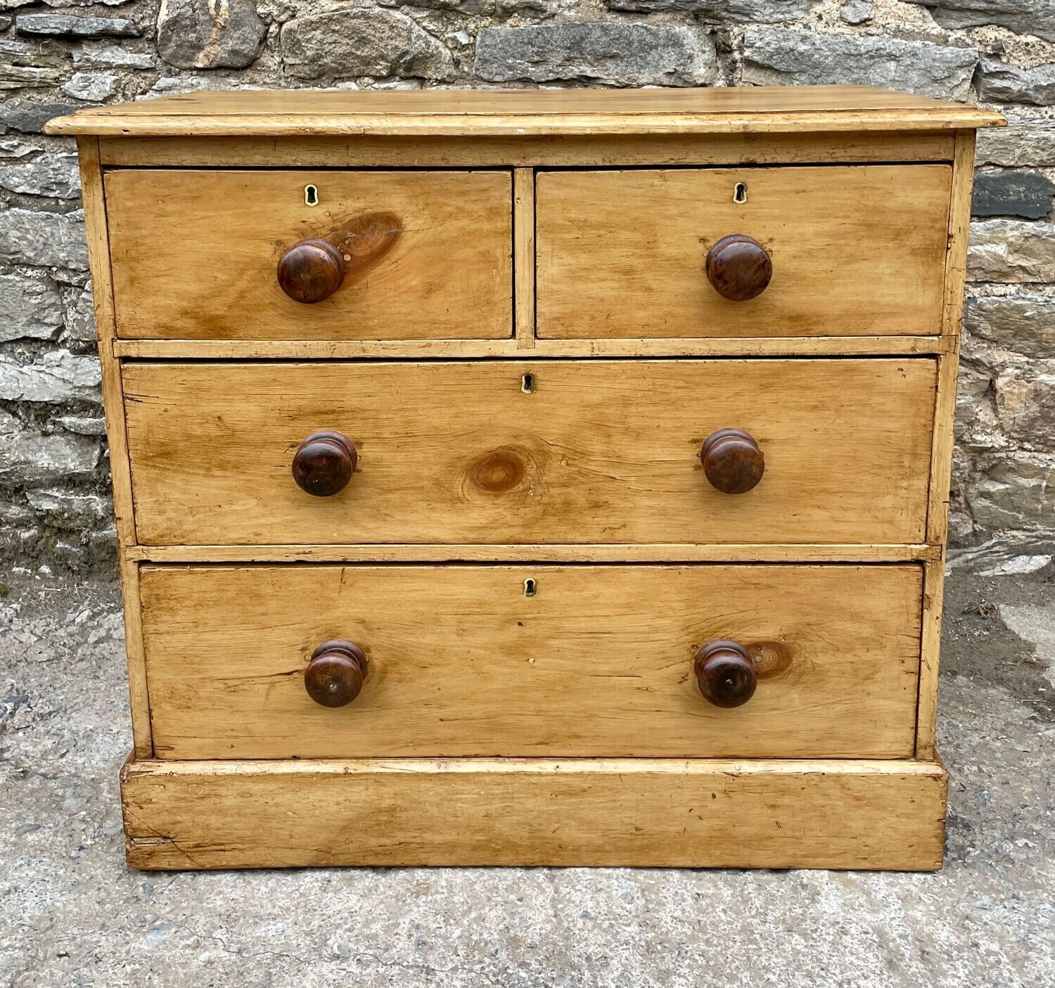 Small Antique Stripped Pine Chest of Drawers