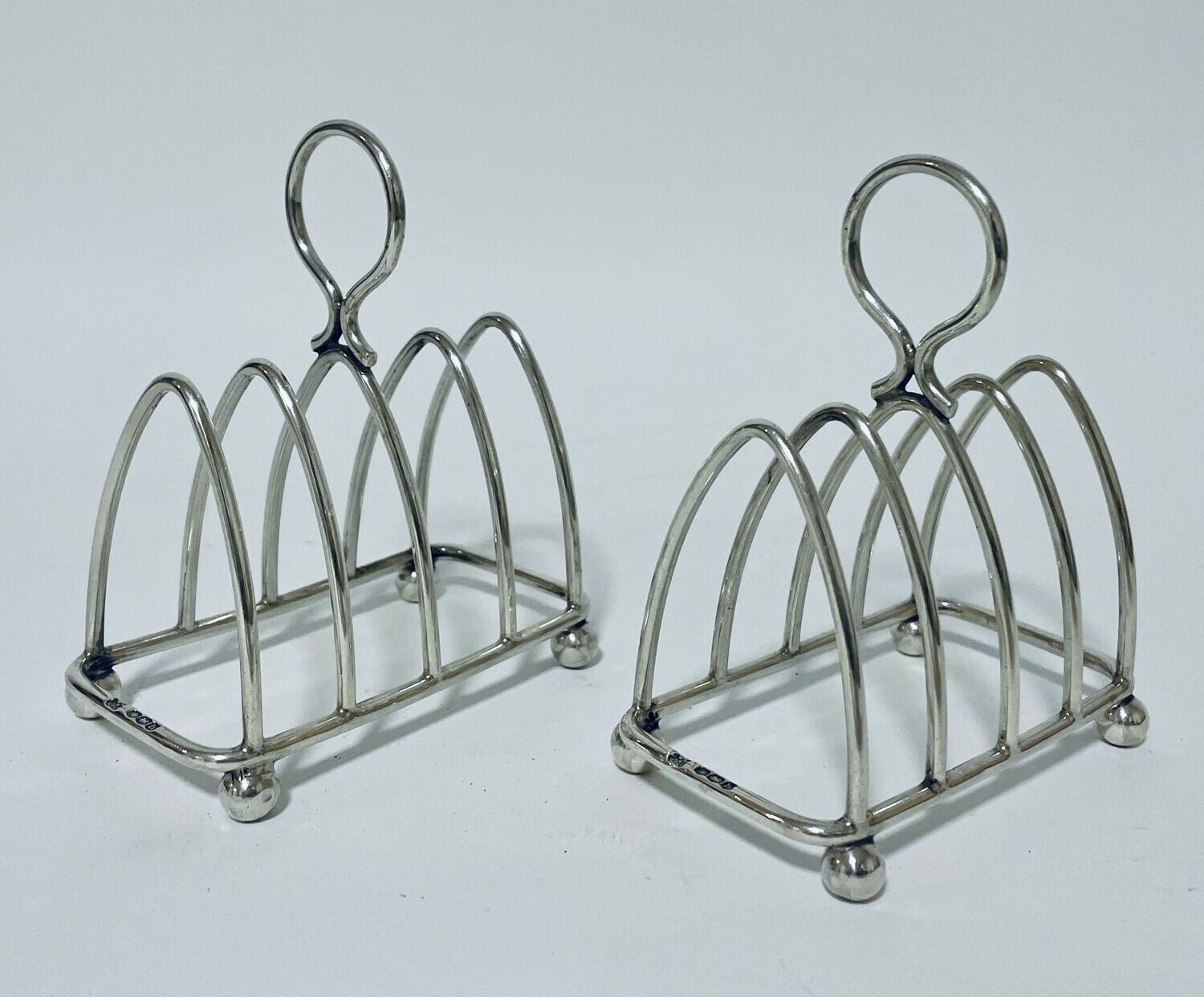 Pair of Antique Silver Toast Racks