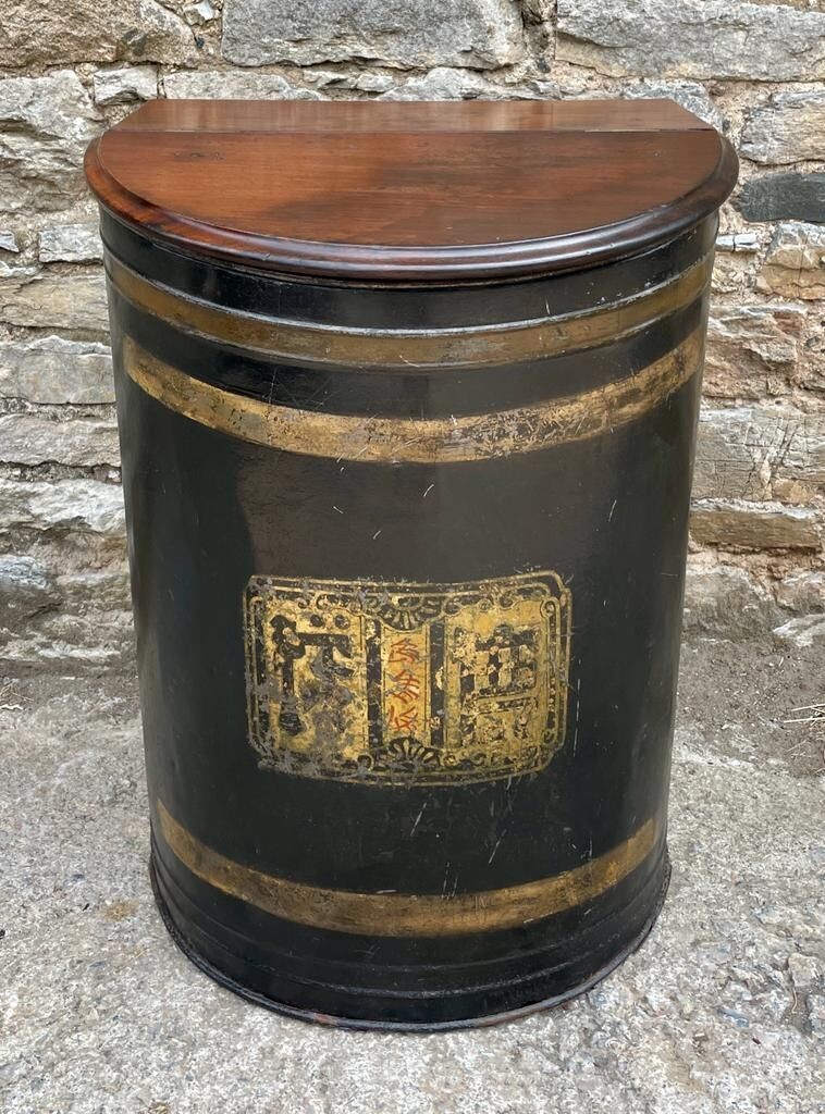 Antique Toleware Tea Bin