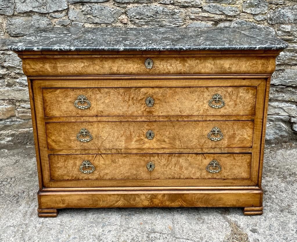 Antique Burr Walnut Louis Philippe Commode