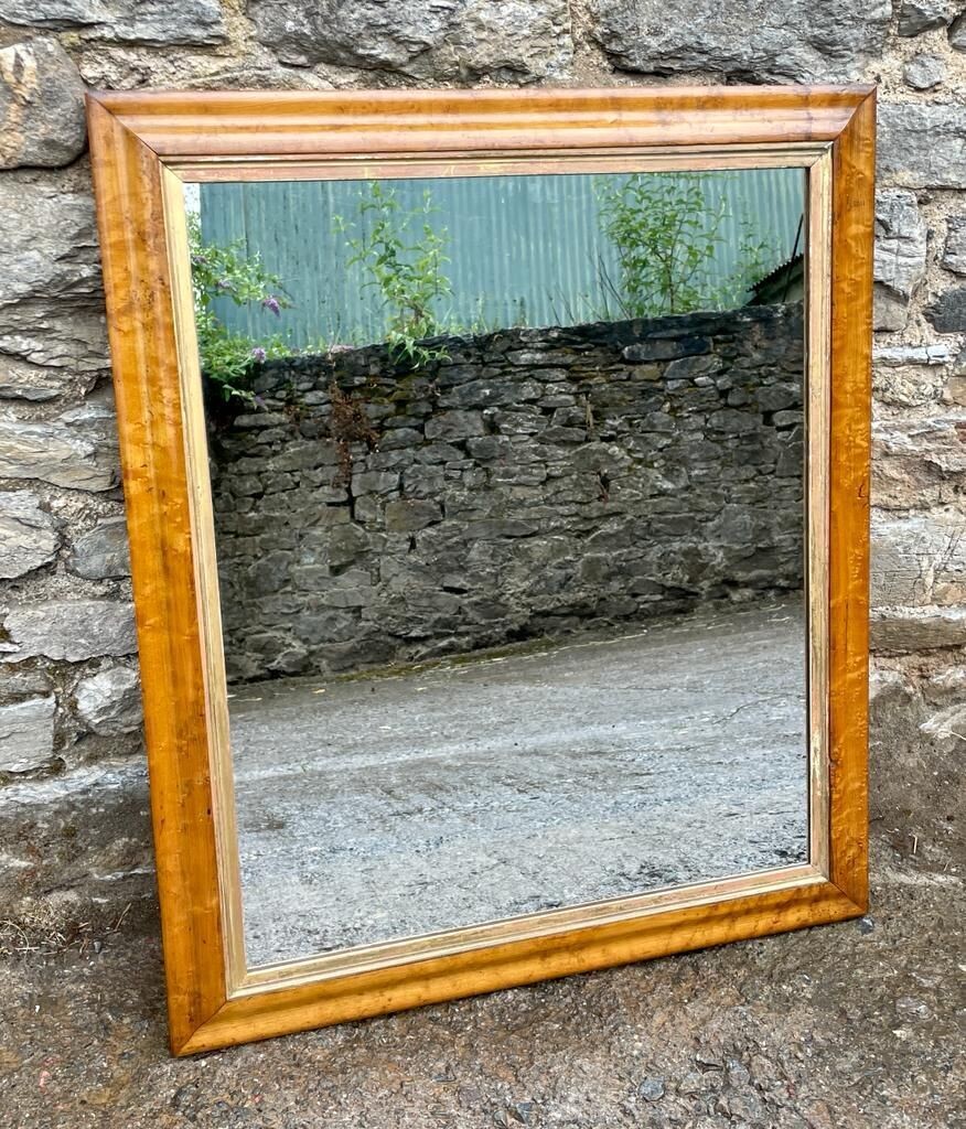 Large Antique Birds Eye Maple Framed Mirror