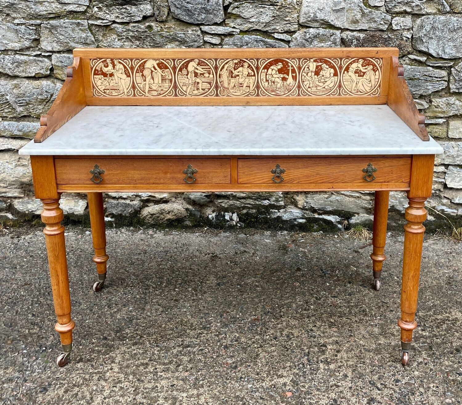 Aesthetic Movement Ash Washstand with Marble Top