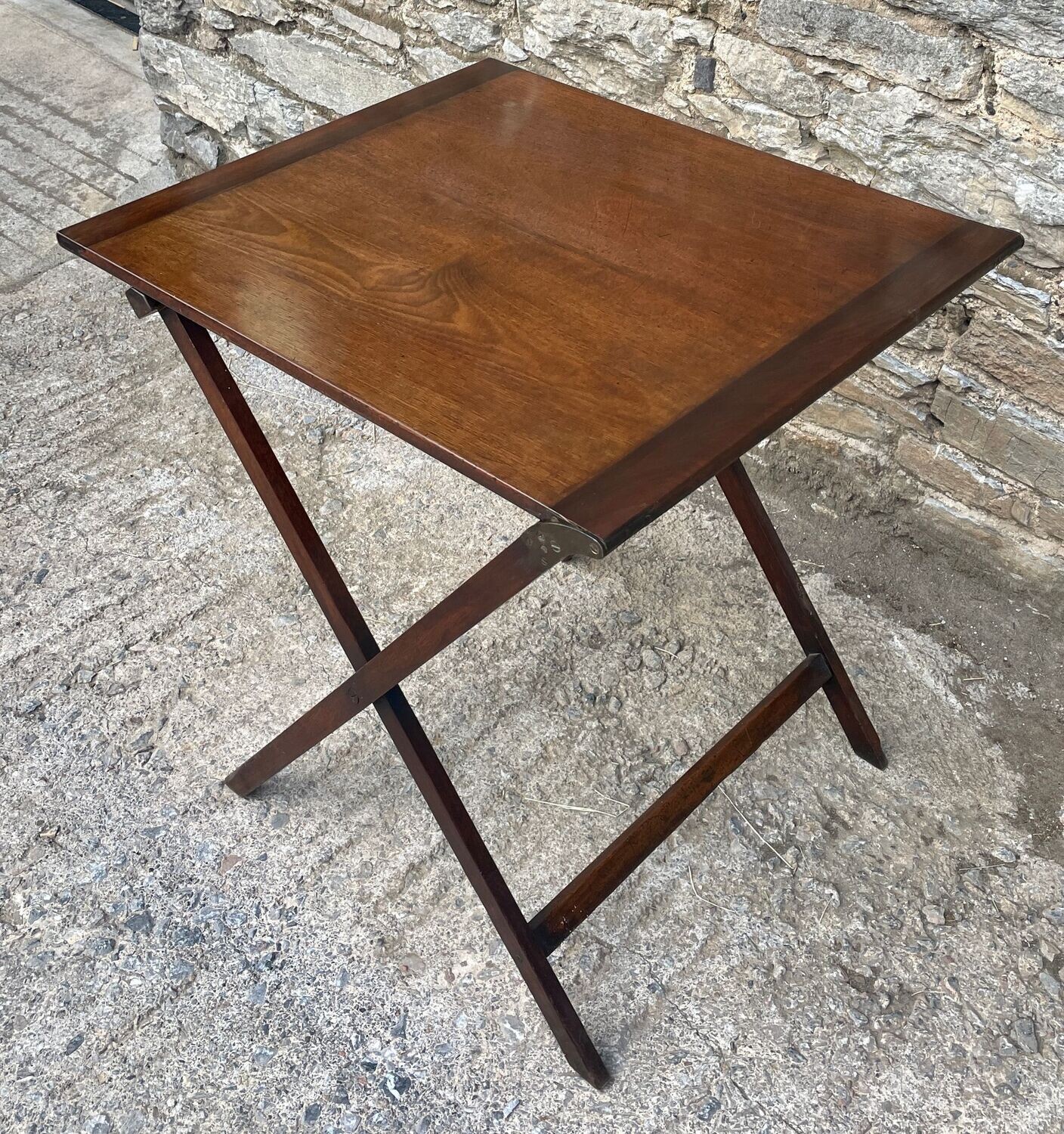 Rare Folding Mahogany Campaign Table