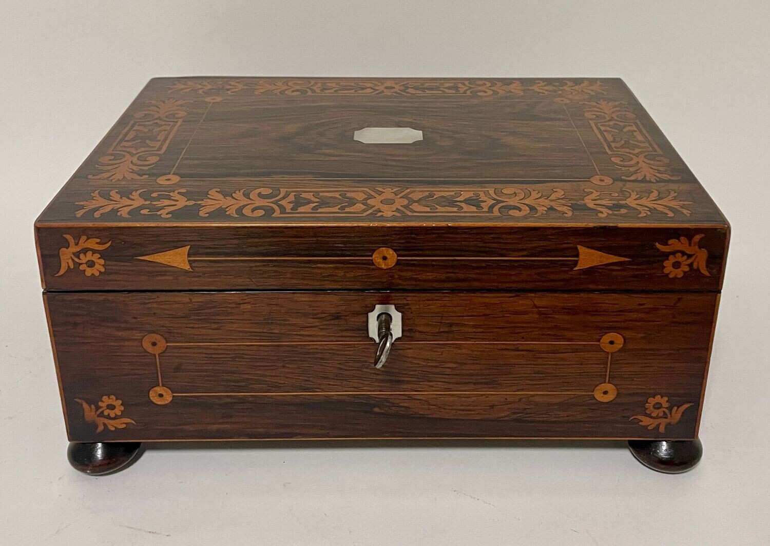 Victorian Rosewood Inlaid Trinket Box
