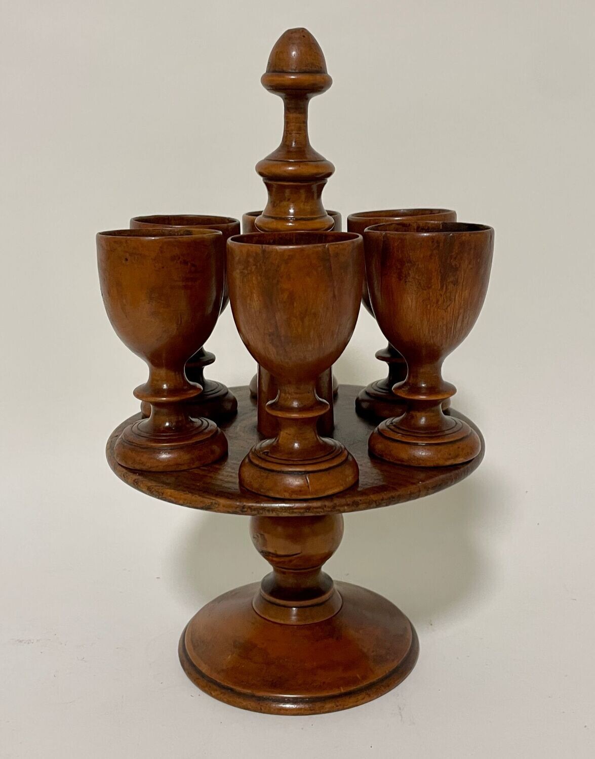 Antique Treen Egg Cup Set