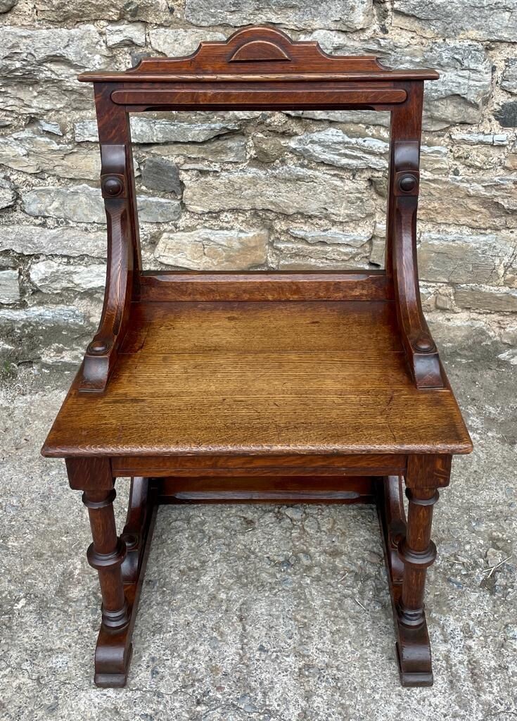Victorian Oak Gothic Style Church Chair