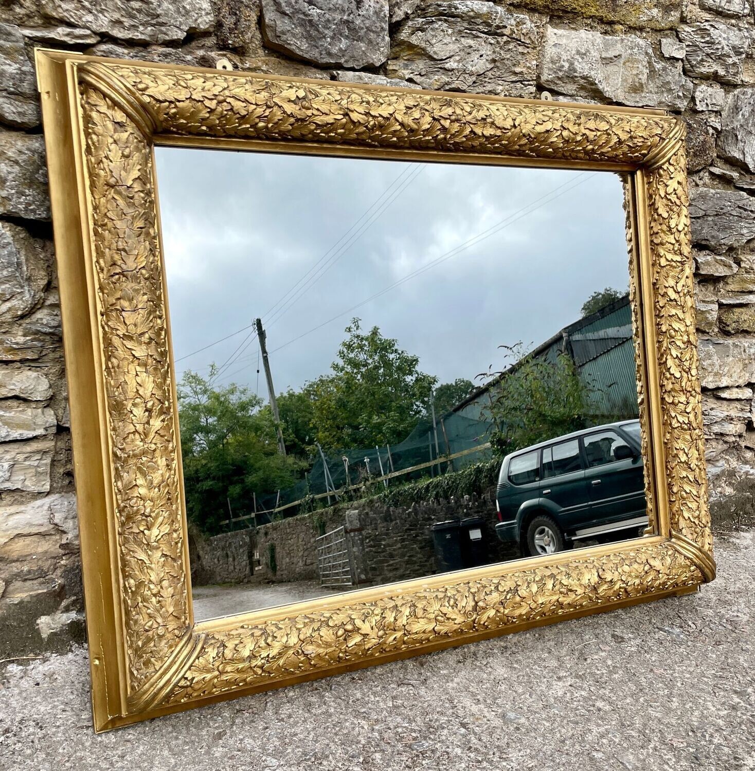 Antique Gilt Wood and Gesso Framed Mirror