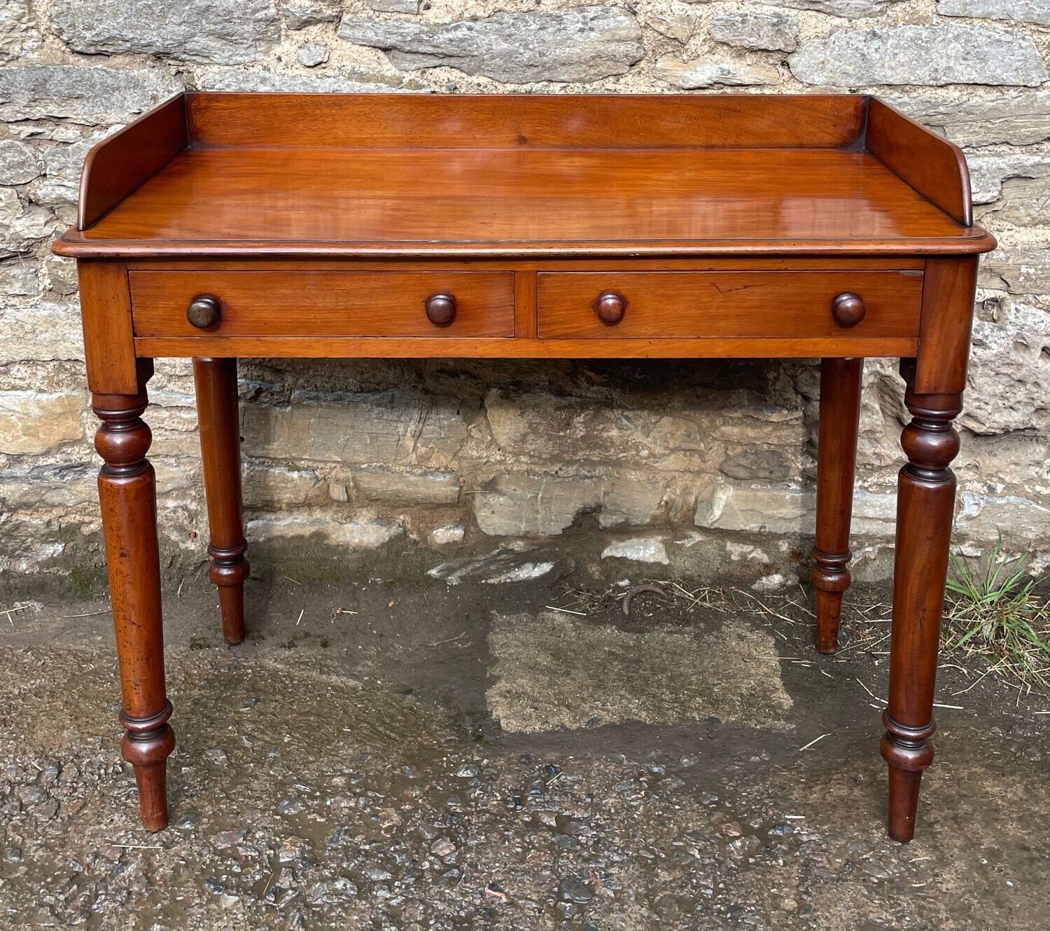 Victorian Mahogany Two Drawer Side Table