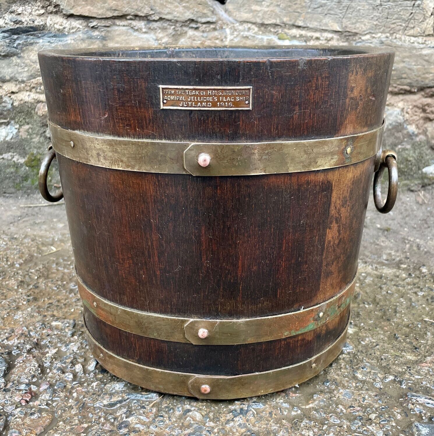 ​Antique Coopered Planter made from the Teak of HMS Iron Duke