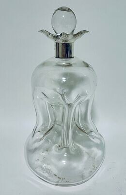 Antique Glass Decanter with Silver Collar