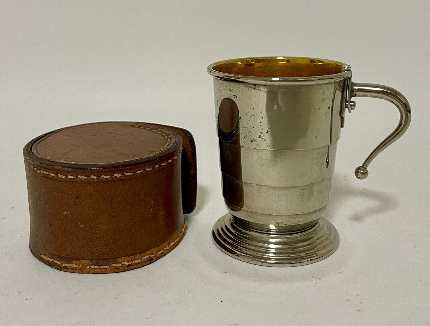Collapsible Campaign Cup in Leather Case