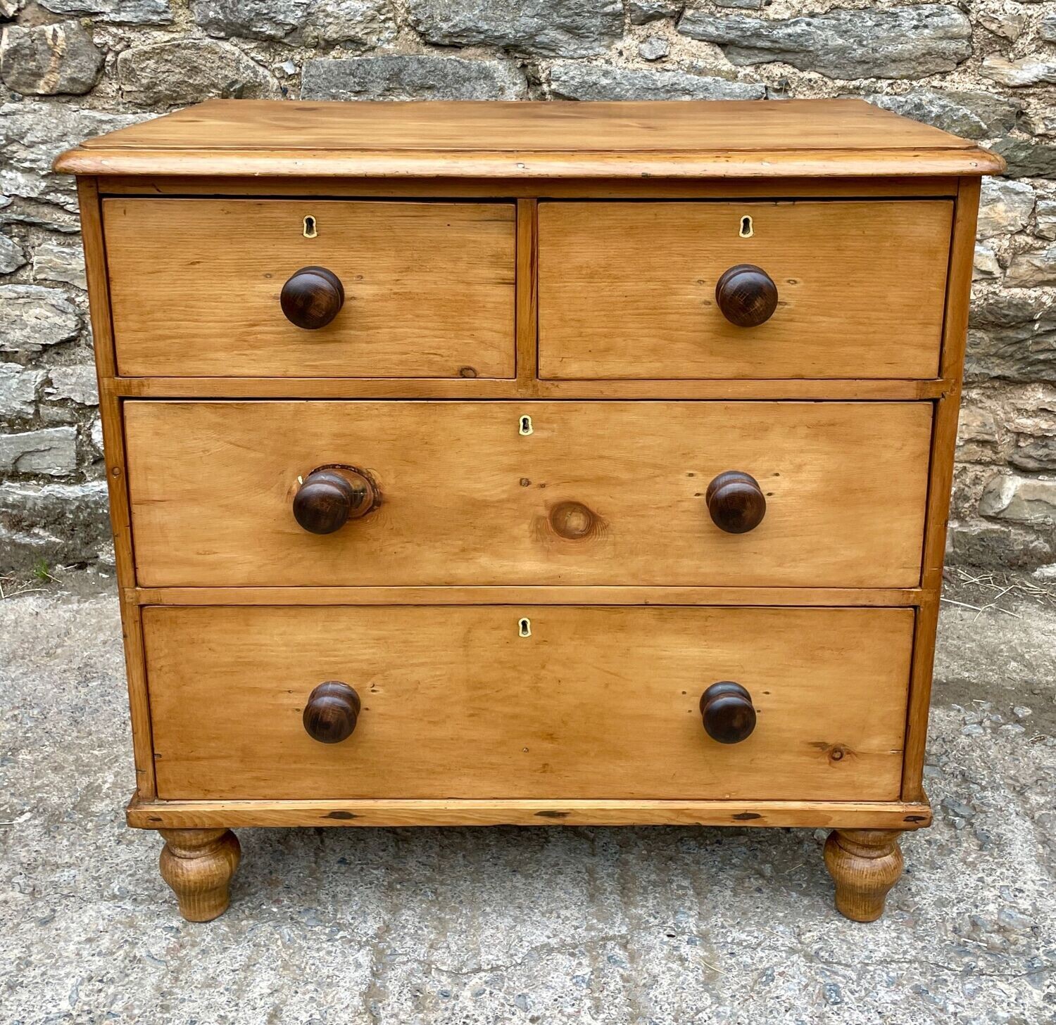 Small Antique Stripped Pine Chest of Drawers
