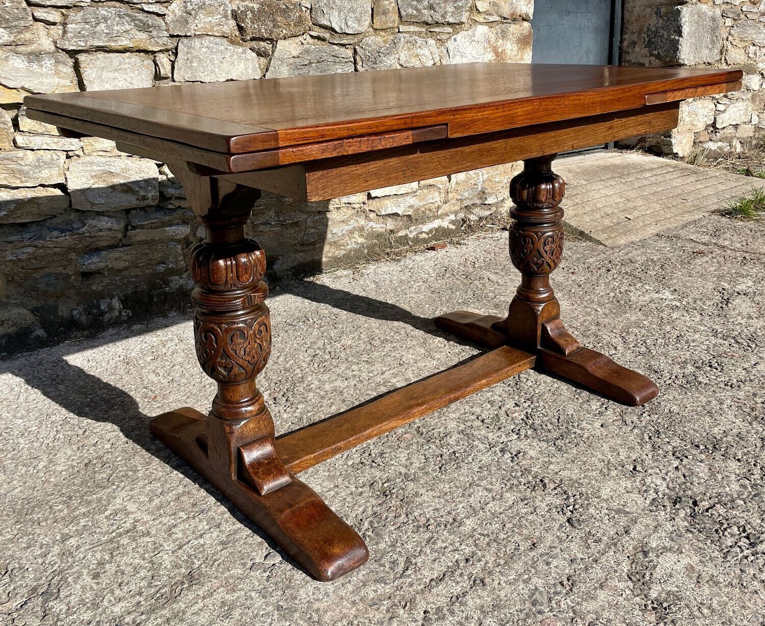 Antique Oak Draw Leaf Dining Table