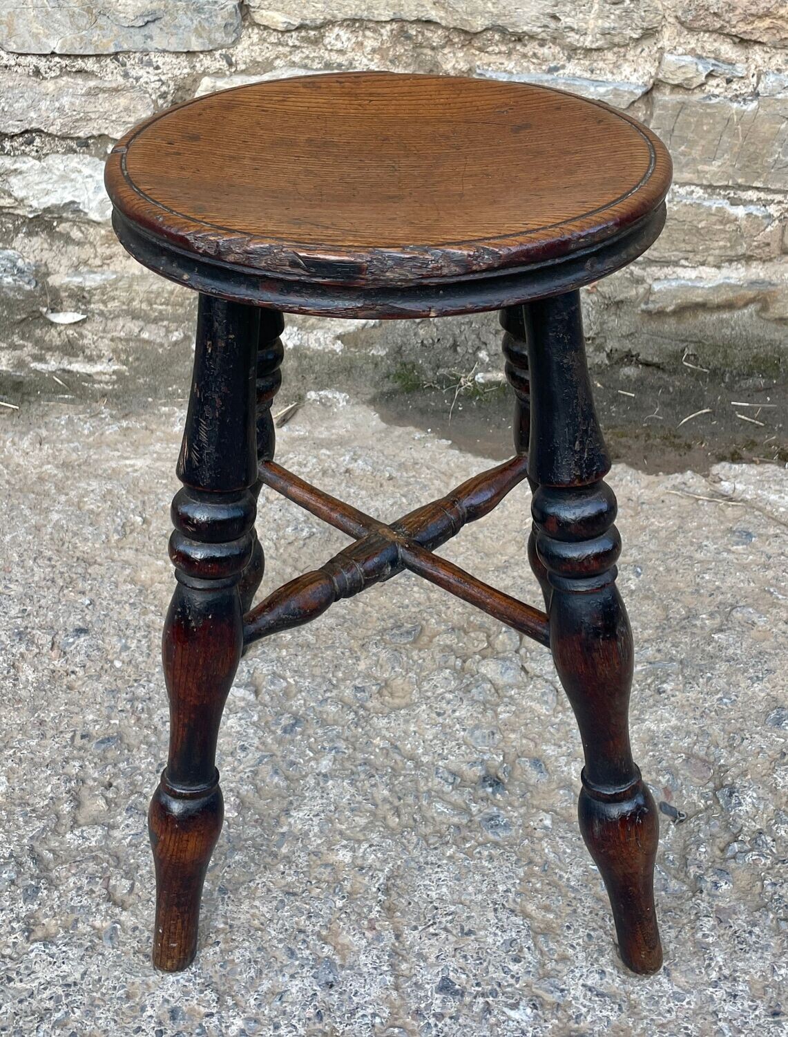 Victorian Elm Topped Windsor Stool
