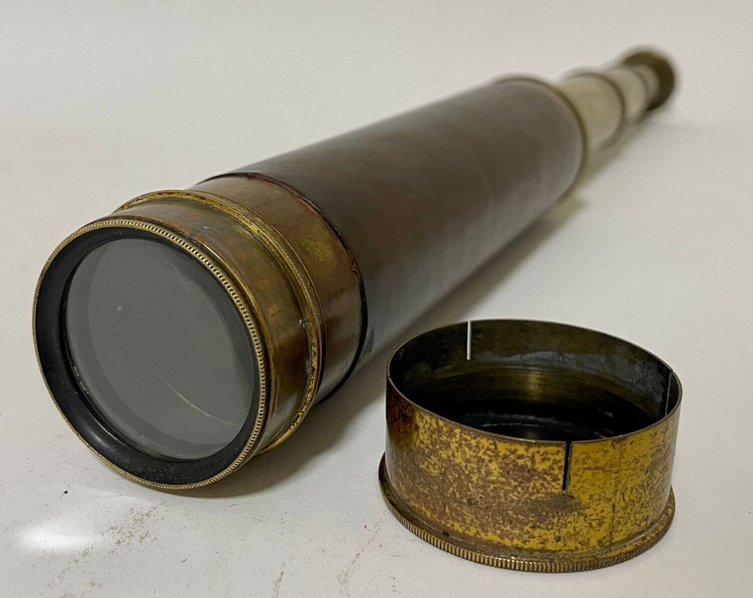 Antique Three Draw Leather Telescope