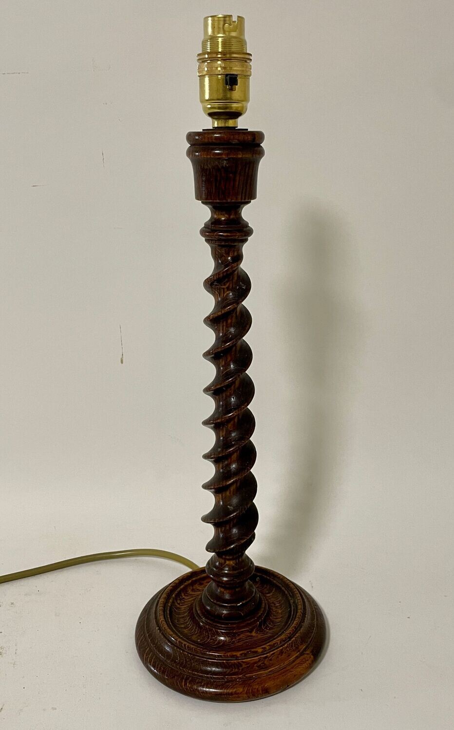 Antique Barley Twist Oak Table Lamp