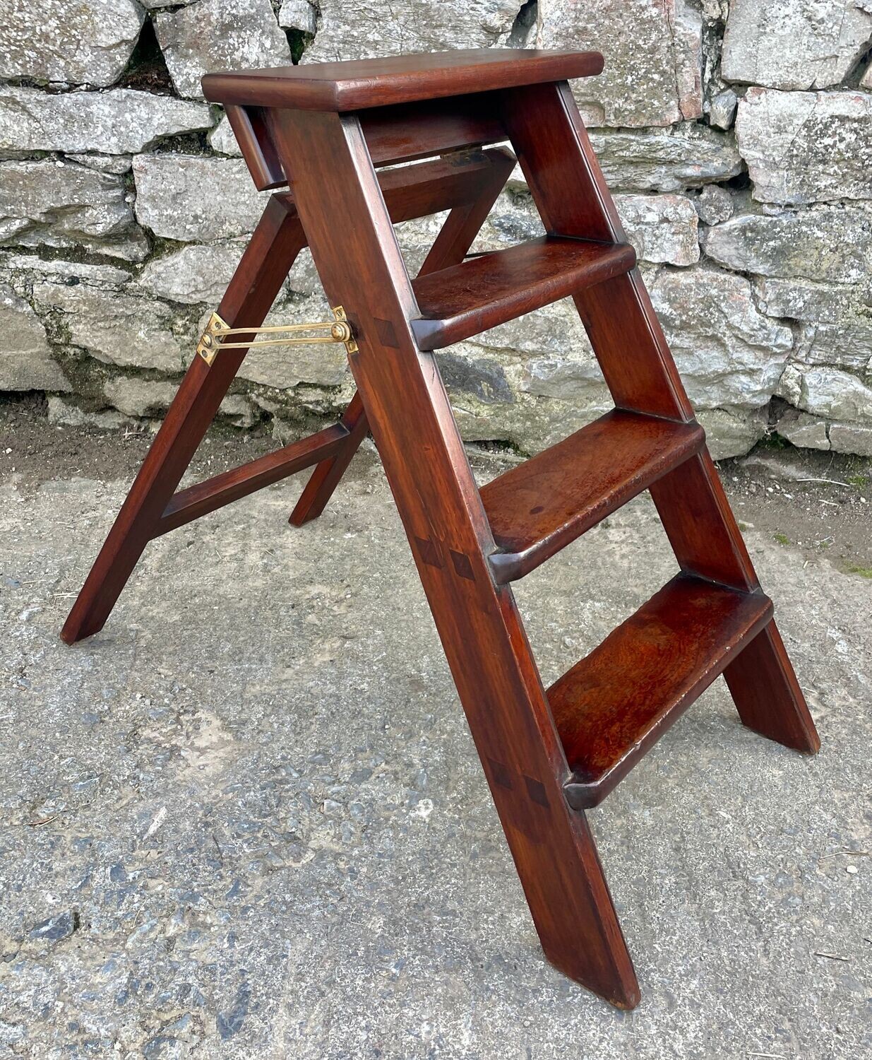 Victorian Mahogany Folding Library Steps