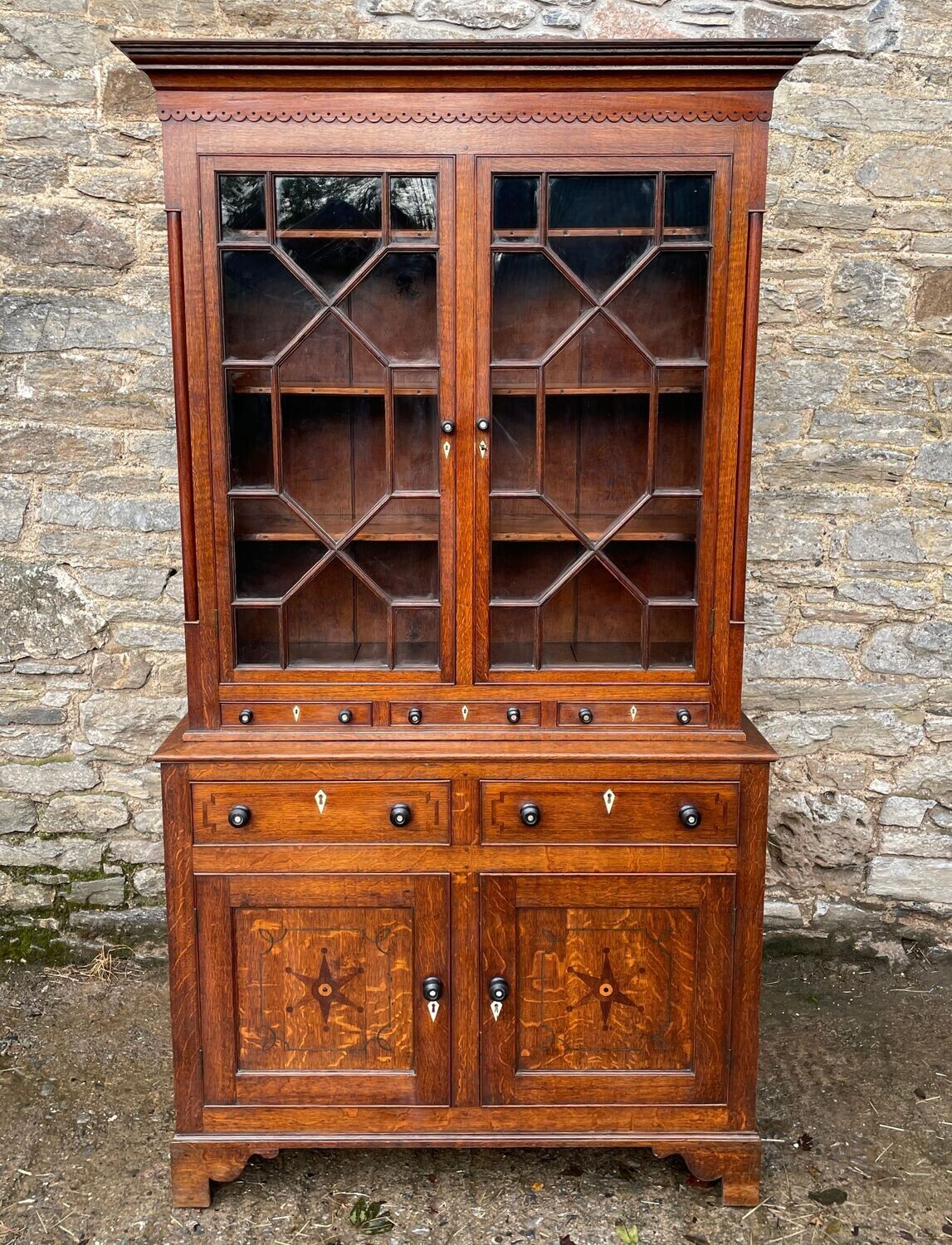 ​Rare Welsh Georgian Oak Glazed Cabinet