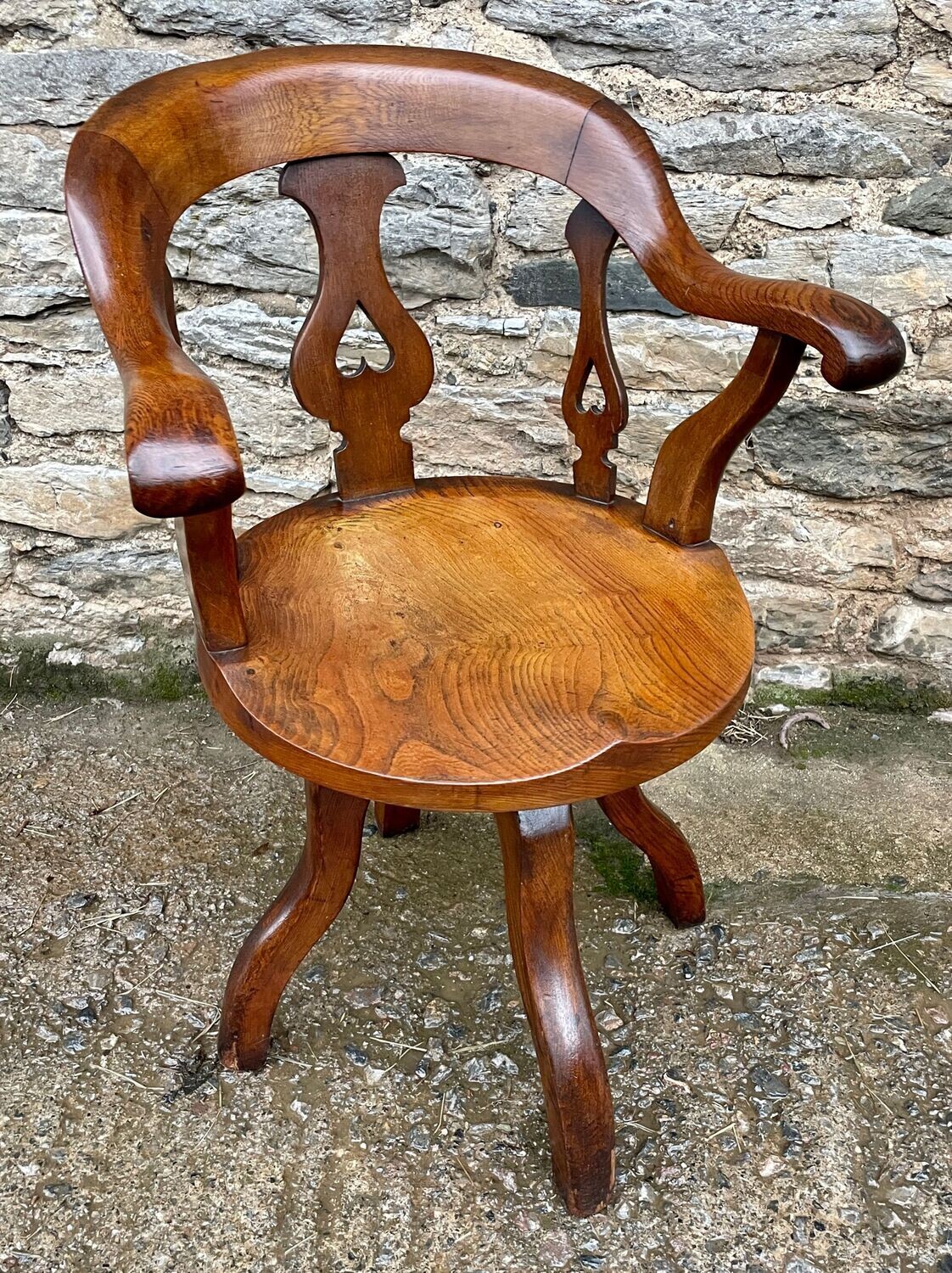 Antique Oak Swivel Desk Chair