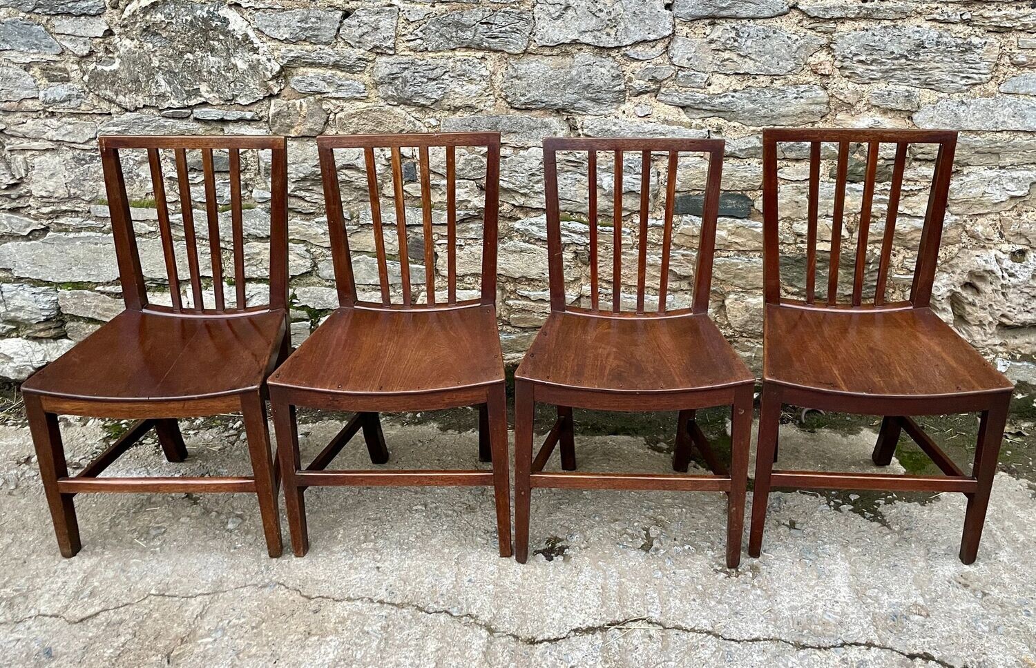 Set of 4 Georgian Mahogany East Anglian Chairs