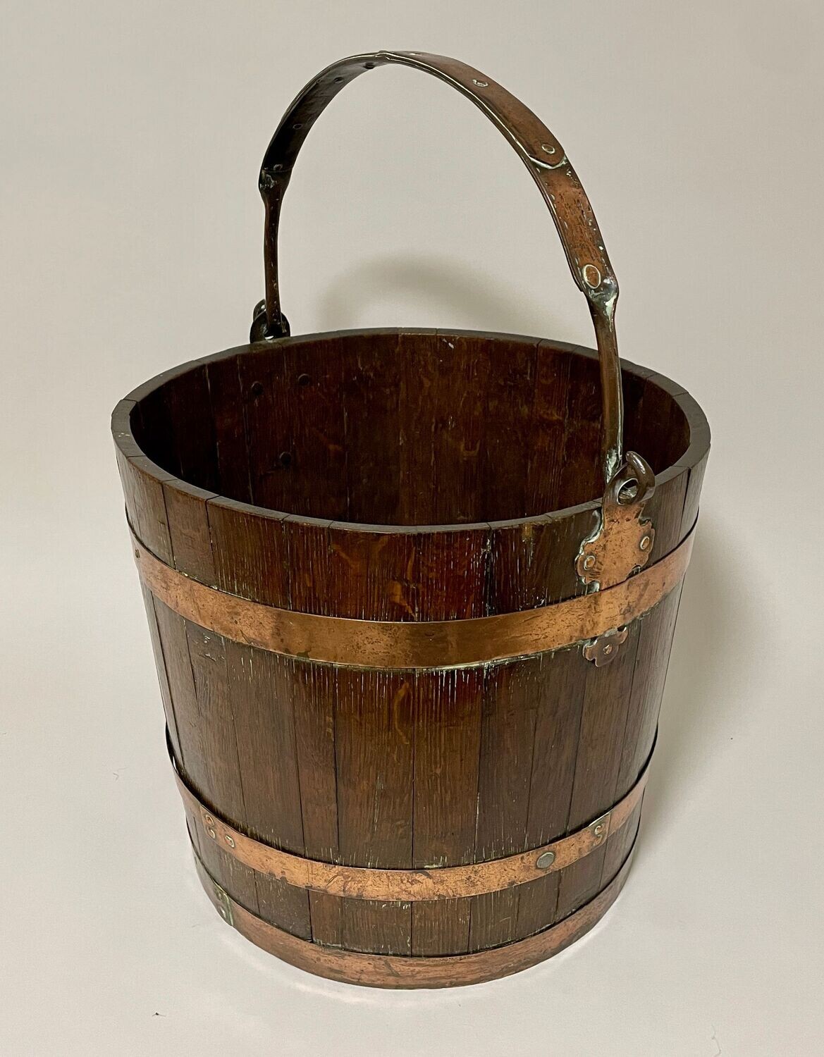 Antique Oak and Copper Bound Bucket