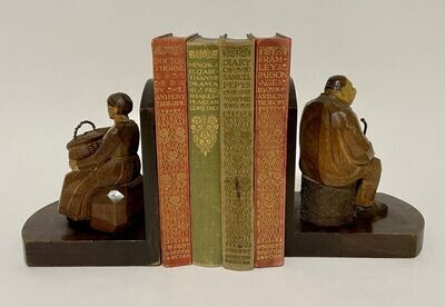 Pair of Carved Wood Continental Bookends