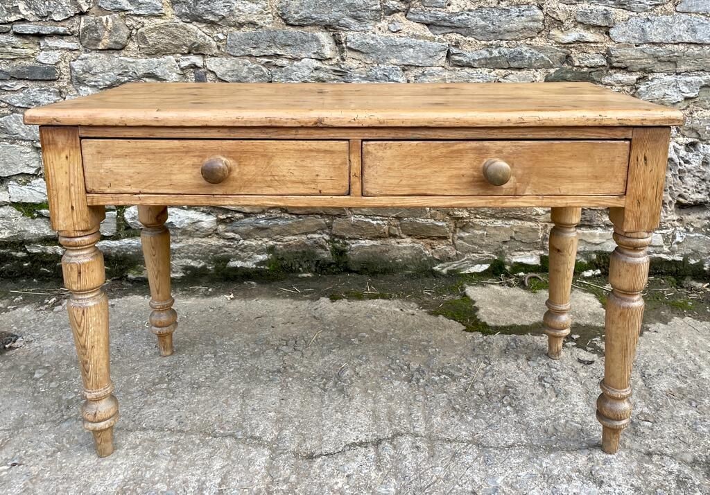 Antique Pine Two Drawer Table