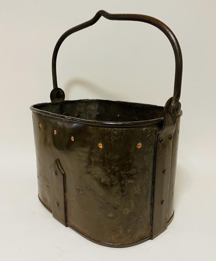 Arts and Crafts Steel and Copper Coal Bucket