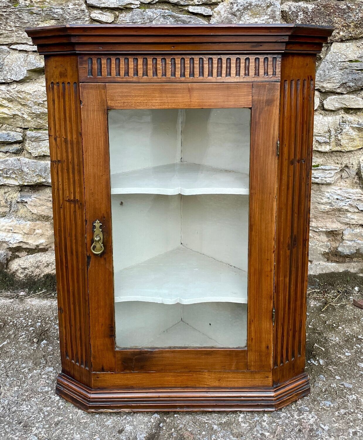Georgian Elm Hanging Corner Cupboard