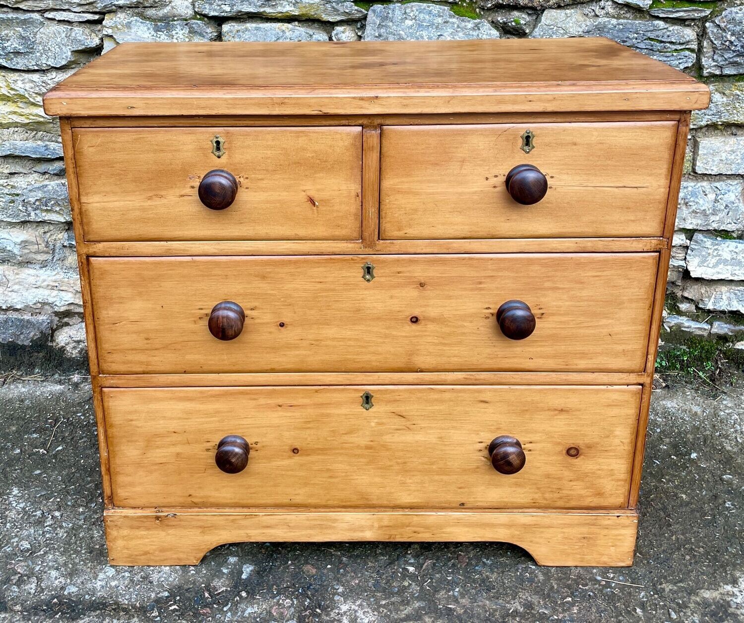 Small Antique Stripped Pine Chest of Drawers